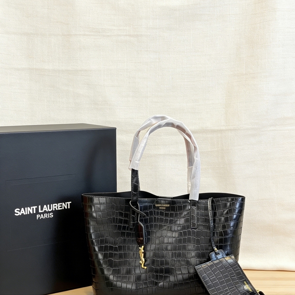 YSL Shopping Large Leather Tote Bag